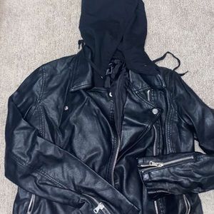 Forever 21 hooded leather jacket